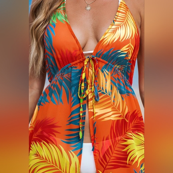 NWT Cupshe Neon Island Tropical Cover-Up Kimono - Picture 6 of 13